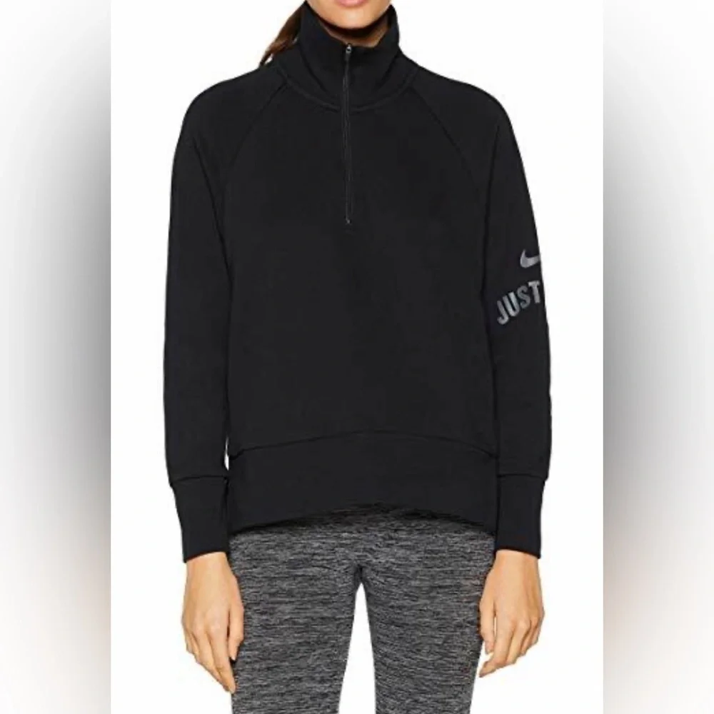 Nike Just do it Oversized Black Quarter zip sweatshirt Women’s large mock neck